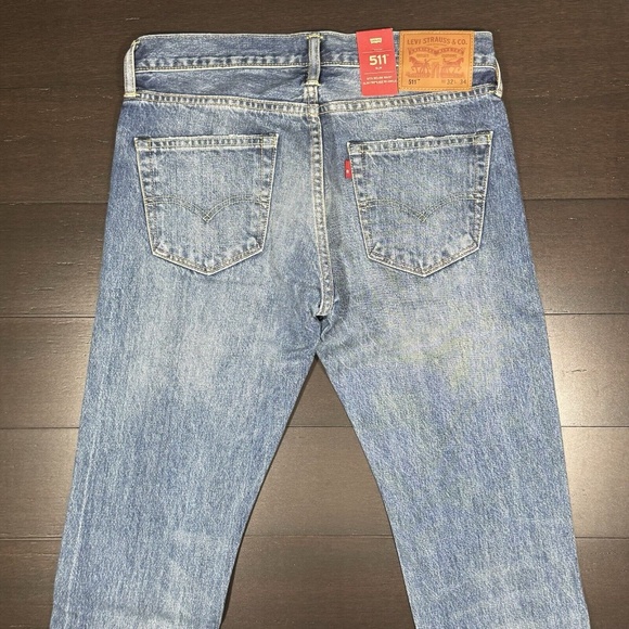 Levi's 511 Jeans 32 x 34 Selvedge Denim Slim Leg Distressed Blank Red Tab 63 - Picture 7 of 8